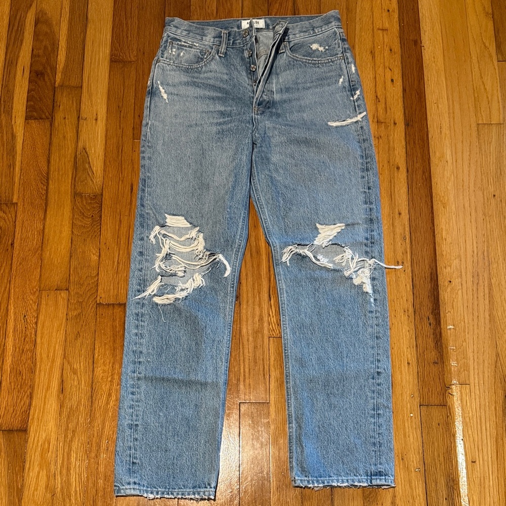 Distressed Blue Jeans